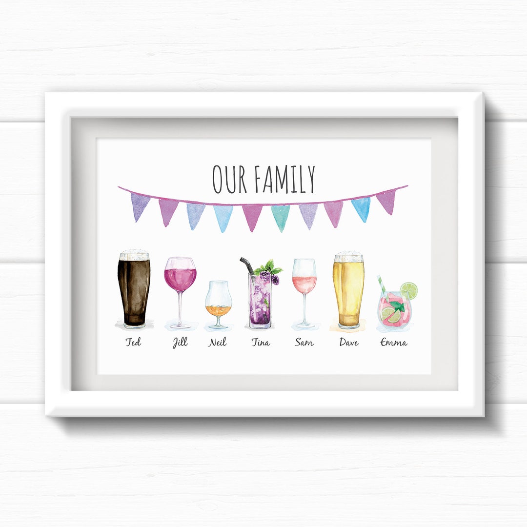 Christmas Gift for Dad Personalised Family Drinks Print - Etsy UK