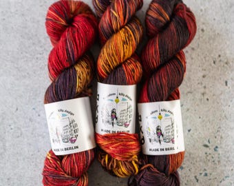 Hand dyed yarn, DK Merino, discontinued base (220m in 100g), one-of-a-kind