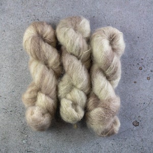 Handgefärbtes Mohair Wollgarn, beige Mohair, Mohair Pullover stricken