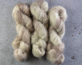 Hand-Dyed Chunky Mohair Yarn: Beige Fluffy Knitwear
