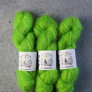 Handgefärbte grobstrick Mohairwolle, grüne Mohairwolle, Mohairgarn ""Grandma Smith"""