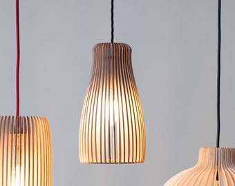 Hanging lamp Elza, wooden lamp made of birch veneer by rafinesse & tristesse
