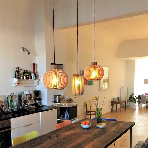 Hanging lamp Elza, wooden lamp shops made of birch veneer by rafinesse & tristesse