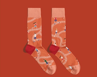 Run for Fun Socks – Motivational Running Pattern Cotton Socks | Gift for Runners & Fitness Enthusiasts