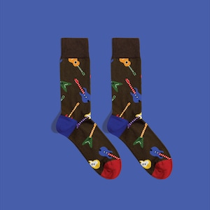 Calcetines de estrella de rock: calcetines de algodón con estampado de guitarra / Regalo para músicos, guitarristas y aficionados a la música