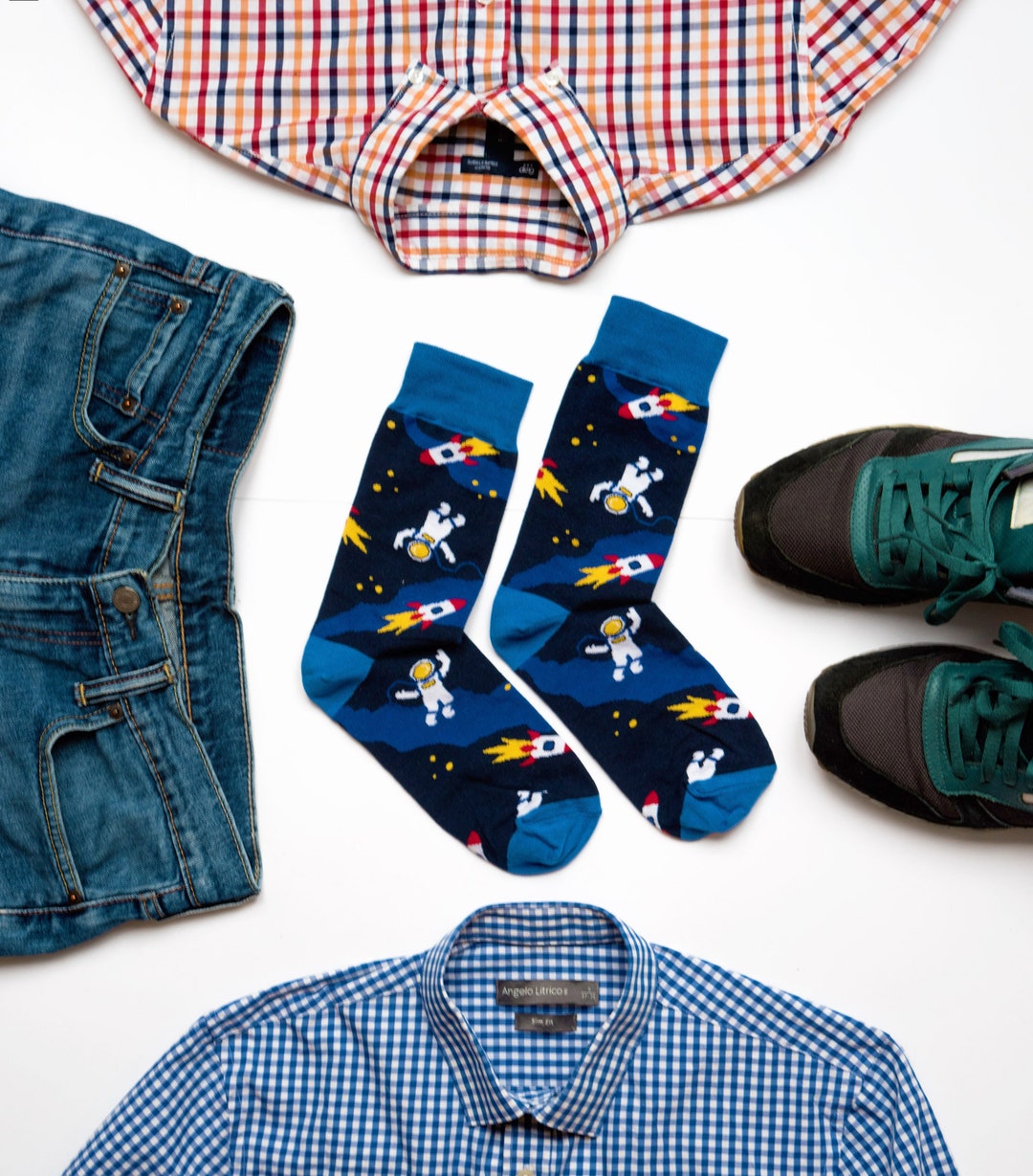 Spaceman Socks Spaceship Socks Astronaut Socks Space Rocket Socks