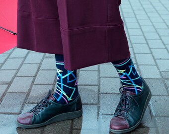 Bright Triangles Socks | men socks | colorful socks | women socks | unique socks | patterned socks | crazy socks | cool socks | BananaSocks