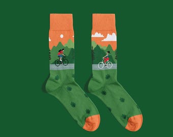 Bike Ride Socks – Fun Bicycle Pattern Cotton Socks | Gift for Cyclists & Outdoor Enthusiasts