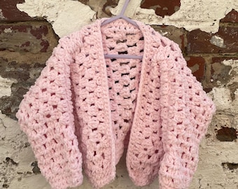 Pink hand crochet cardigan