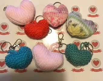 Hand knitted heart keychain/bag charm