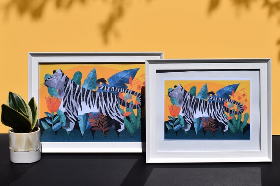 Jungle Tiger Illustration Print / Illustrated Tiger / Big Cat / Jungle / Childrens Room / Nursery / Home Jungle / Illustrated by Aimee