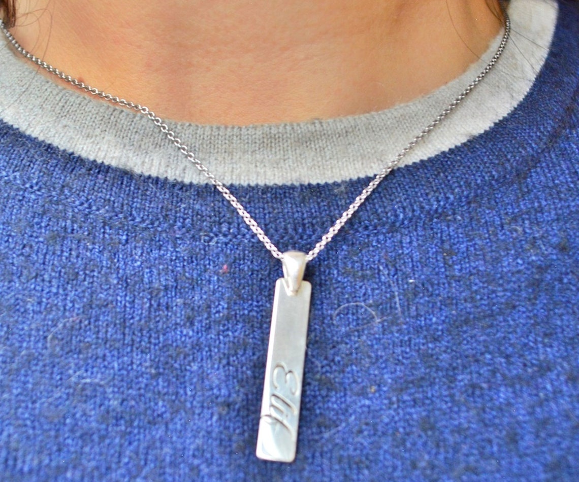 Silver Name Plate Necklace Custom Name Jewelry Personalized Etsy