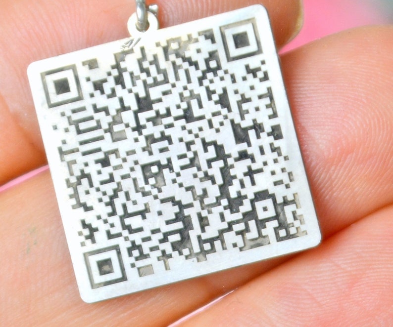 Custom QR Code Necklace Hidden Secret Message Gift Personalized QR Code Gift Unisex Necklace Website Link Charm Barcode Name Necklace