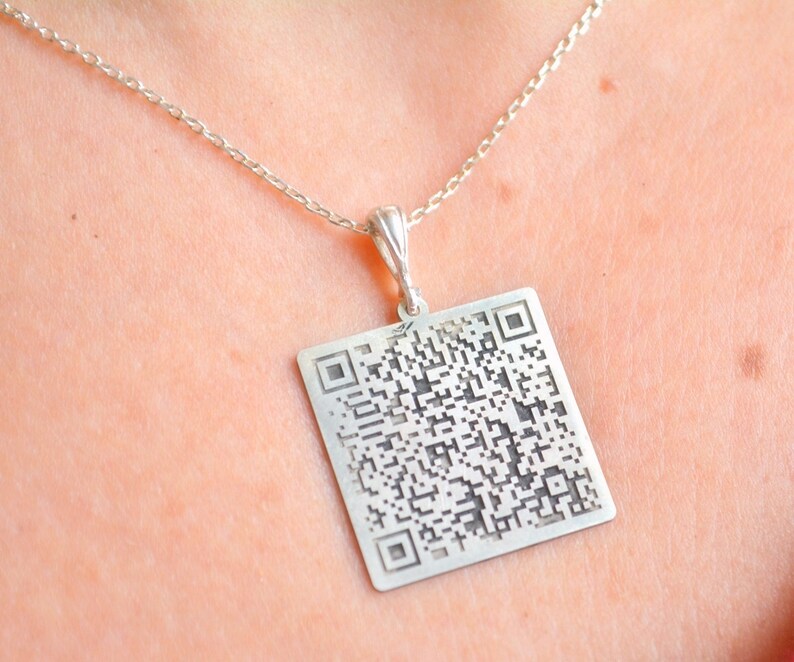 Custom QR Code Necklace Hidden Secret Message Gift Personalized QR Code Gift Unisex Necklace Website Link Charm Barcode Name Necklace