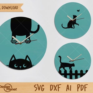 Cat Clock Decoration SVG: Laser Cut Files (Digital Download)