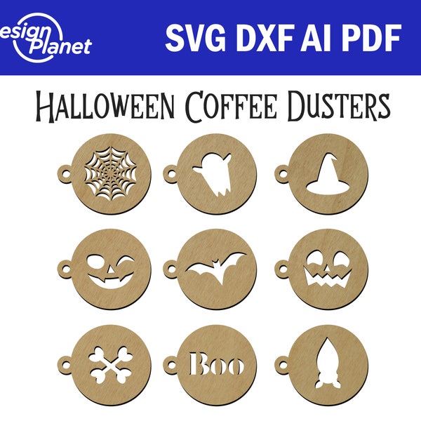 Halloween Coffee Duster Stencil Latte Cappuccino Scary Spray Barista