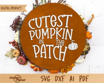 Kürbis-Schild SVG: Herbst Türschild Laser Cut Datei (Digitaler Download)