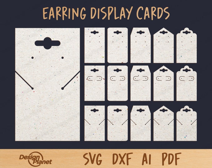 Earrings Display Cards SVG Bundle, Earring Card Template SVG Cut File ...