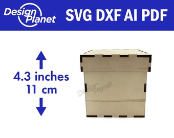 Laser cut BOX svg. 4.3 inch 11 cm box laser cut files