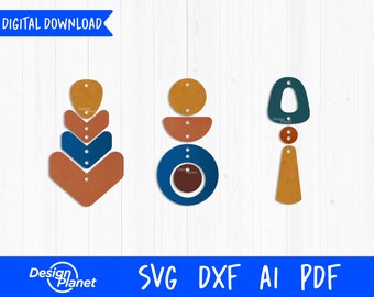 Clay Earring SVG: Geometric Cut File (Digital Download)
