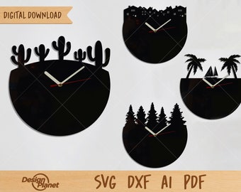 DIY-wandklok SVG: lasergesneden klokdecoratie silhouet (digitale download)