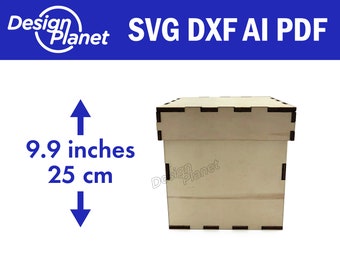 Laser cut BOX svg. 9.9 inch 25 cm box laser cut files