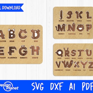 Montessori Alphabet Puzzle SVG: Laser Cut Kids Educational Toy (Digital Download)