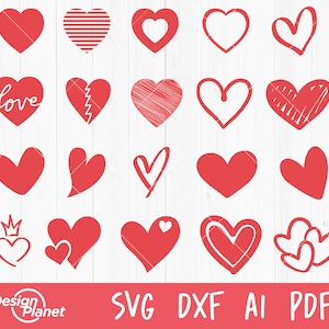 Heart Bundle SVG, Heart Vector, Hearts Clipart Heart Cut Files, Cricut Heart Icon SVG dxf pdf