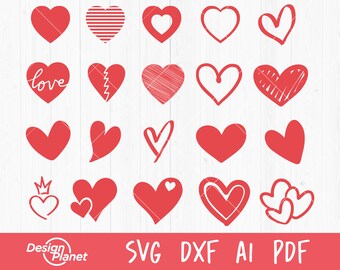 Heart Bundle SVG, Heart Vector, Hearts Clipart Heart Cut Files, Cricut Heart Icon SVG dxf pdf