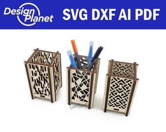 Laser Cut Pen Holder, Laser Pencil Holder, Pencil Holder SVG, Laser Cut Pencil Holder, Pen Holder SVG, Glowforge Pen Holder