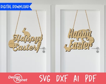 Easter Sign SVG Laser Cut Door Hanger (Digital Download)