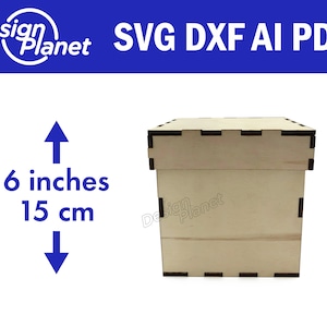 Laser cut BOX svg. 6 inch 15 cm box laser cut files