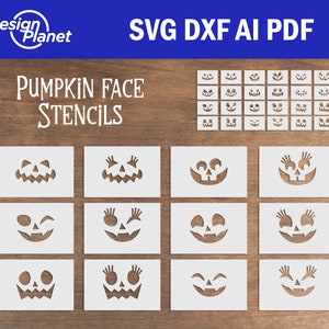 Citrouille visages SVG, pochoir Halloween, automne citrouille SVG, Halloween Bundle, automne Silhouette