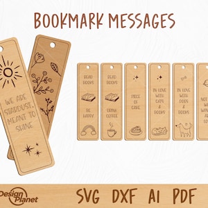 Bookmark with Messages SVG, Laser Cut Bookmark, Cricut Book Lover SVG