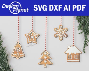 Laser Cut Gingerbread Decorations SVG: Christmas Ornaments (Digital Download)