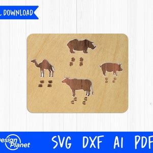 Montessori Educational Puzzle SVG | Laser Cut Animals Puzzle for Kids, Puzzle File SVG