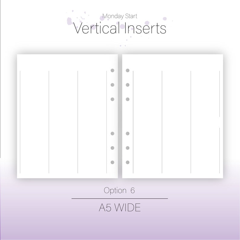 A5 WIDE WO2P Vertical Planner Inserts week on 2 Pages Days Etsy