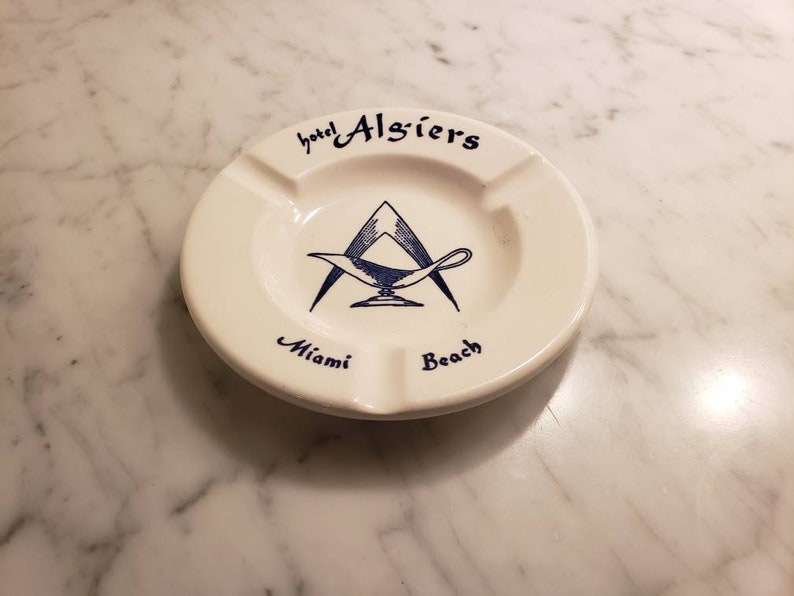 Vintage Hotel Algiers Ashtray from the Legendary Miami Beach Hotel.