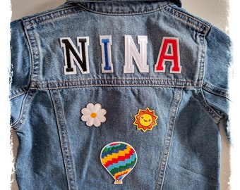 Personalised kid denim jacket | sew on patches | boy girl kid clothing | custom gift | birthday nameday