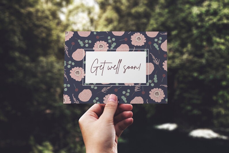 Printable get Well Soon Card Floral - Etsy