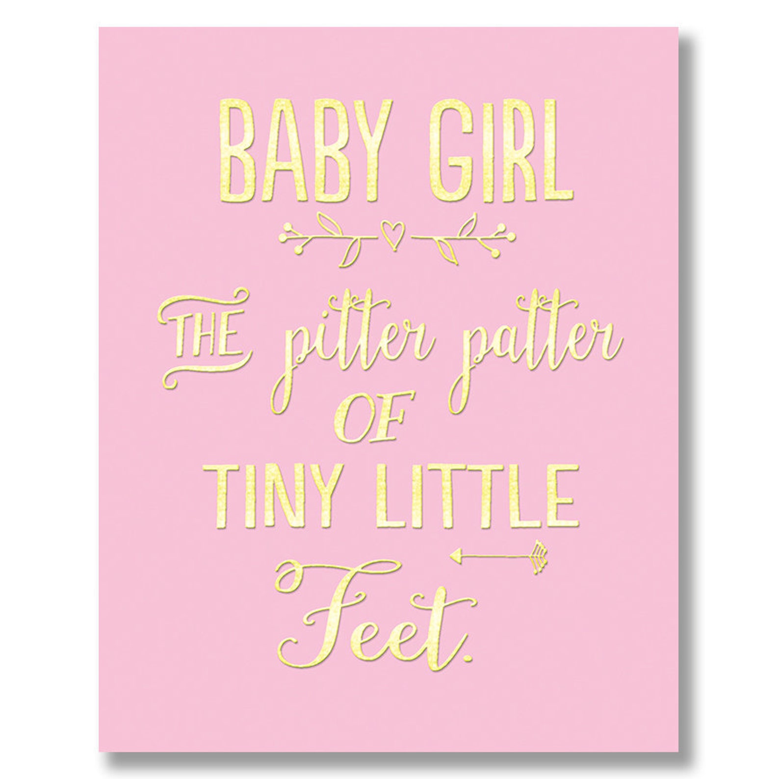 Baby Girl the Pitter Patter of Tiny Little Feet. Card Etsy