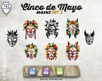 Cinco de Mayo Sticker Set 2 - JPG PNG SVG - Printable Digital File Only - Cricut Growforge diy Paper Craft