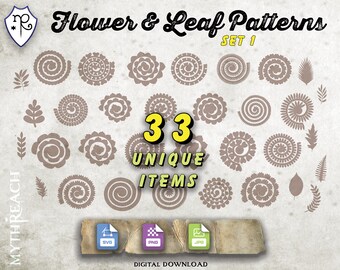 Paper Flower Patterns Set 1 - SVG PNG JPG - Printable Digital File Only - Cricut Growforge diy Paper Craft