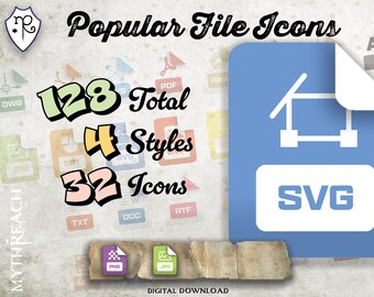 Popular File Icons Collection - Digital only - JPG PNG - Printable Digital File Only - Cricut Growforge diy Paper Craft