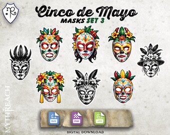 Cinco de Mayo Sticker Set 3 - SVG PNG JPG - Printable Digital File Only - Cricut Growforge diy Paper Craft