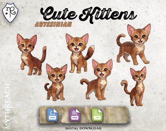 Cute Kittens Stickers - Abyssinian - SVG PNG JPG - Printable Digital File Only - Cricut Growforge diy Paper Craft