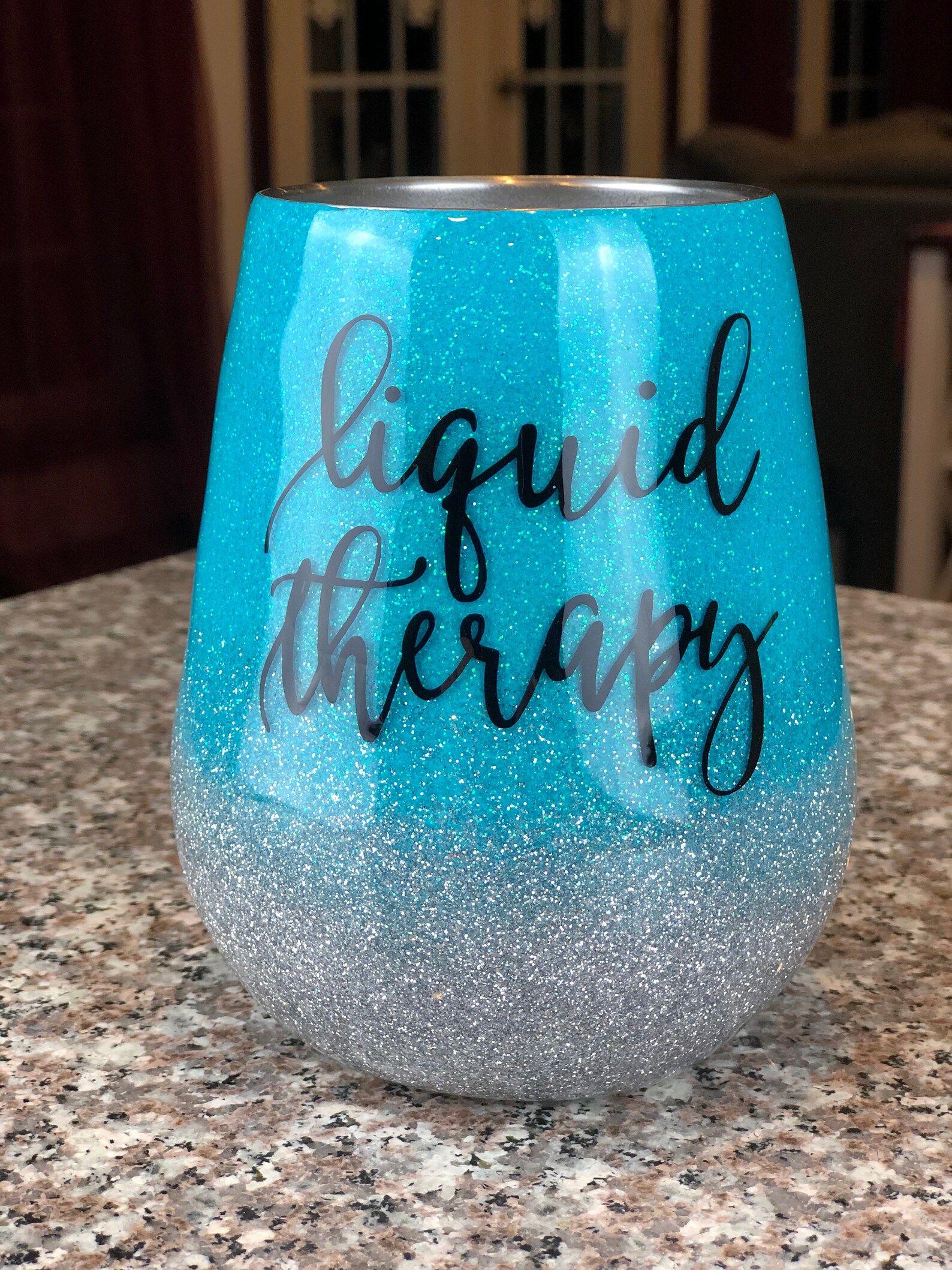 Liquid Therapy Glitter Wine Tumbler Blue and Silver Glitter Etsy