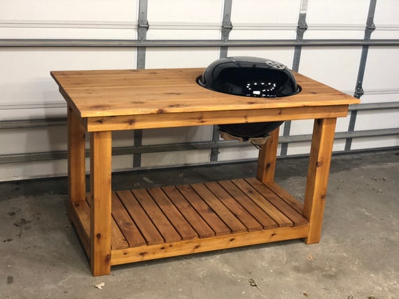 Weber Kettle Grill Table Cedar New Weber Grill Included Etsy