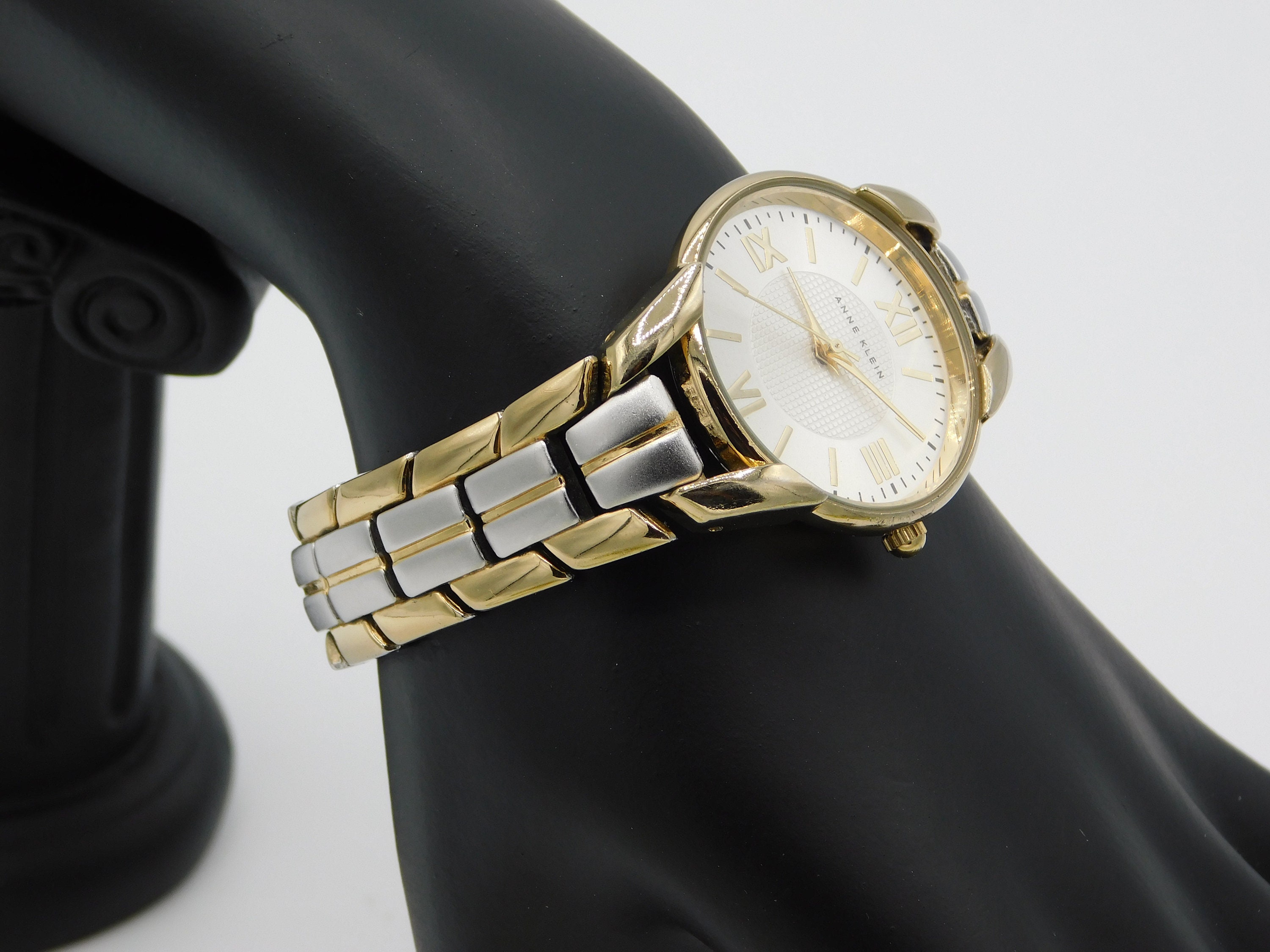Anne Klein Gold and Silver Watch Reversible Vintage Anne Klein Swiss Made in Roman Dial -can  main image 3