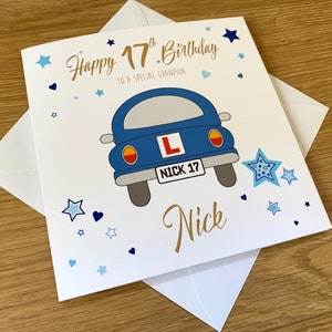 Personalised Boys Learner Driver 17th Birthday Card - Any Age Any Message